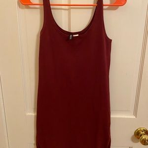 Maroon Fitted Midi Dress